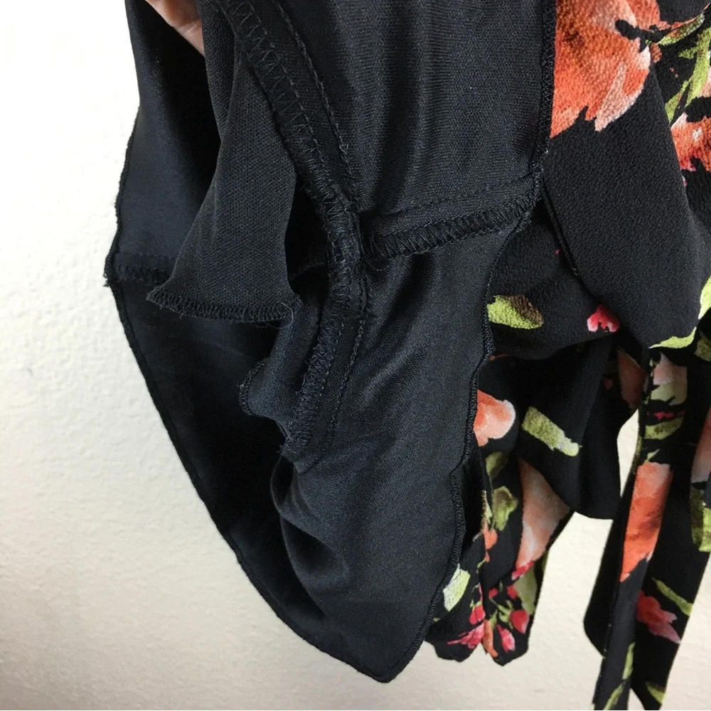 Premier Amour Floral Romper Crepe Ruffle Short Sleeve Off Shoulder Back Zip 10